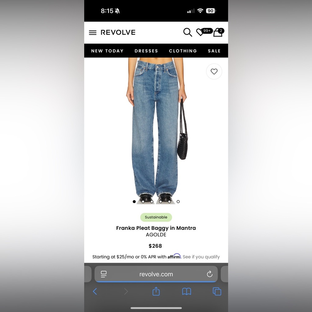 Agolde Franka Pleat Baggy Jeans in Blue